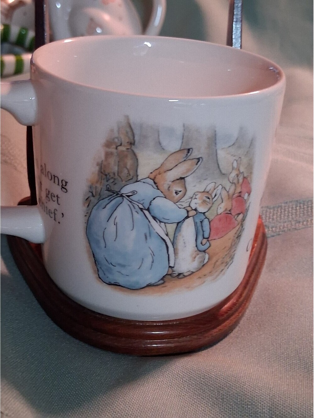 Vintage Peter Rabbit Ceramic Coffee Mug with Story Illustrations